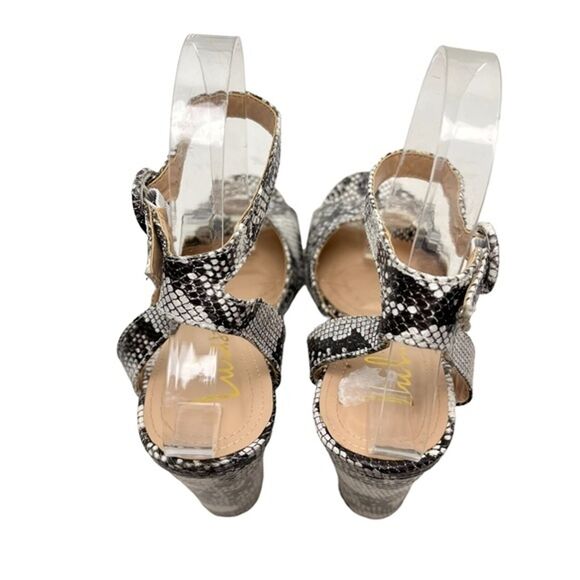 LULUS PRIYA Snakeskin Swifty Chunky High Heel Platform Peep Toe Shoes Sandals 8 - Picture 9 of 16